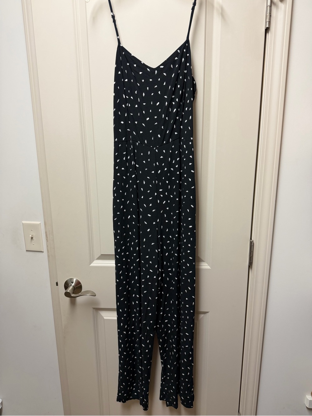 Lulu's Black Spotted Slip Romper with Adjustable Straps